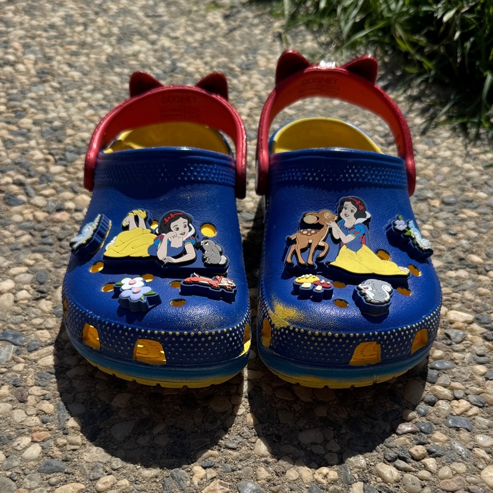 CROCS Kids Snow White Sandals with Red bow Straps